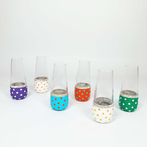 [BV05-9ij] Tall Juice Glass - Polka